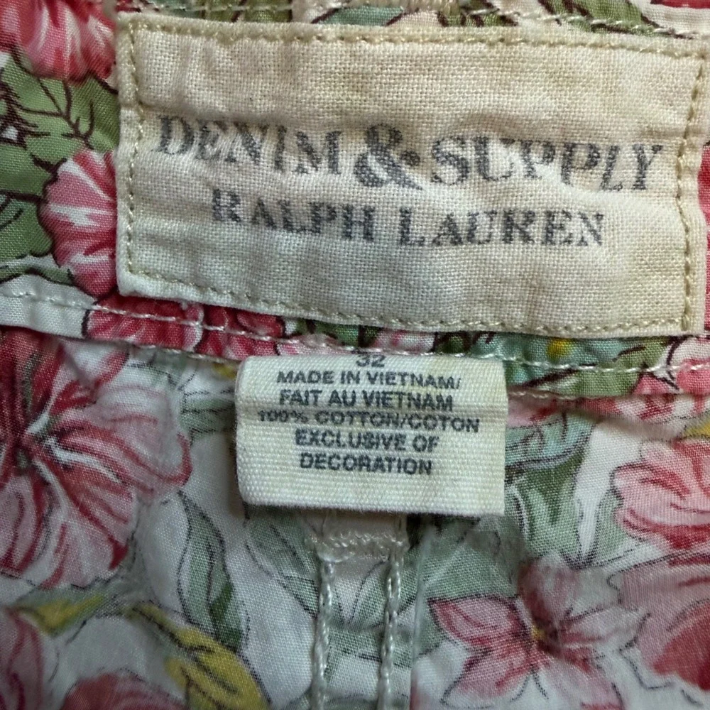 Denim & Supply Ralph Lauren Mens 32 Tropical veg Floral Chino Shorts Pink